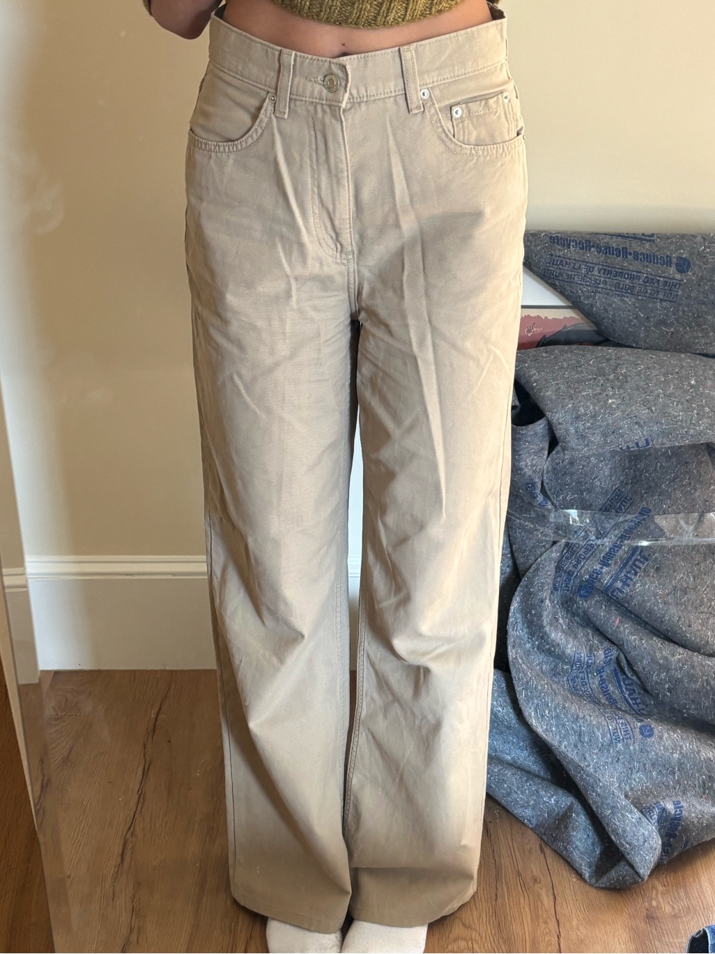 Asos Tall Wide-Leg High-Rise Jeans In Beige